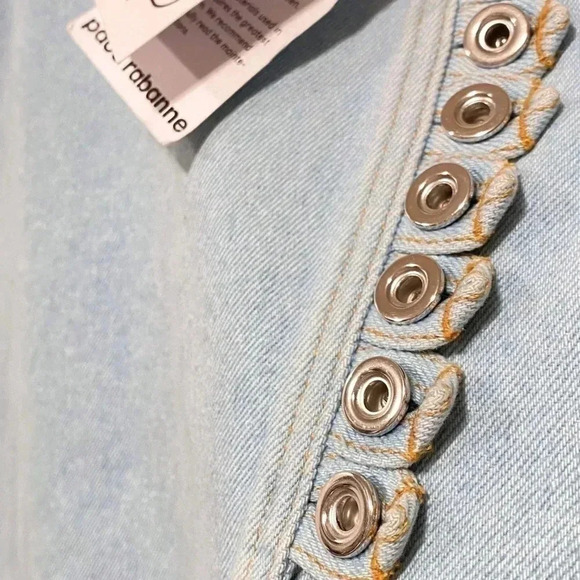 NWT Paco Rabanne Asymmetric Button Front Denim Skirt Size 12 - Picture 9 of 11